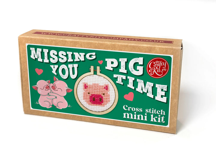 Mini Matchbox Cross Stitch Kit - Missing You Pig Time