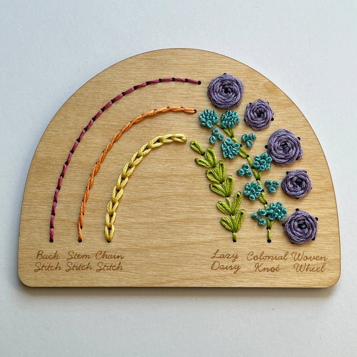 Rainbow Stitch Sampler Wooden Disk Embroidery Kit