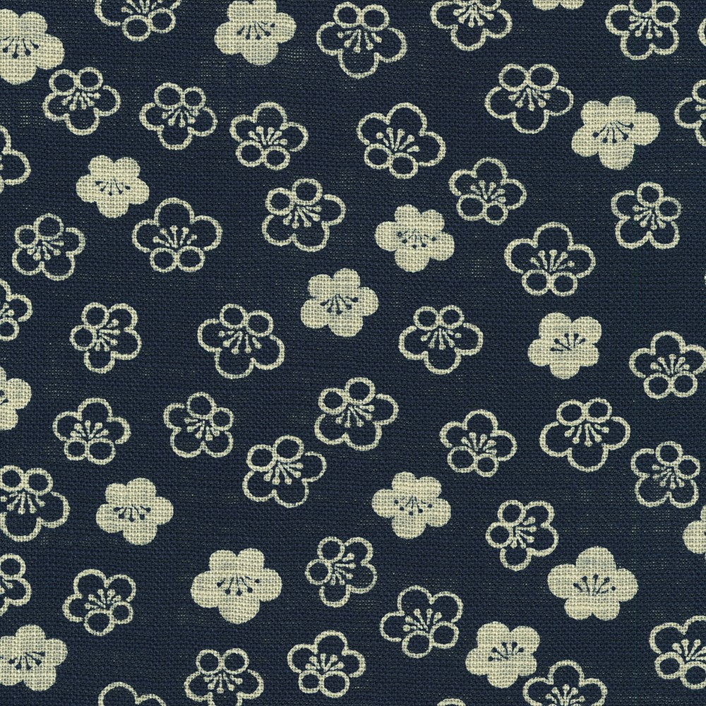 Nara Homespun :: Beige Cherry Blossoms on Indigo (NHS291)