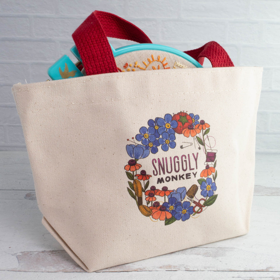 Snuggly Monkey Floral Wreath Mini Tote