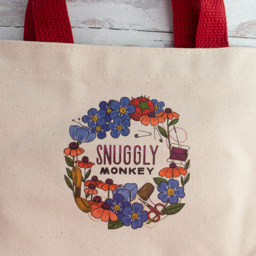 Snuggly Monkey Floral Wreath Mini Tote