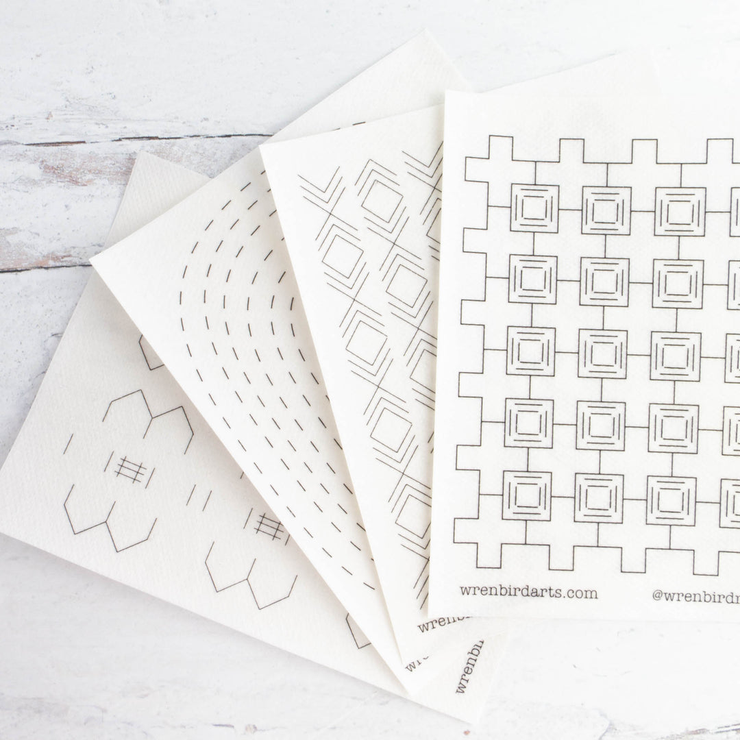 Stick & Stitch Sashiko Mending Patterns - Lavender Set