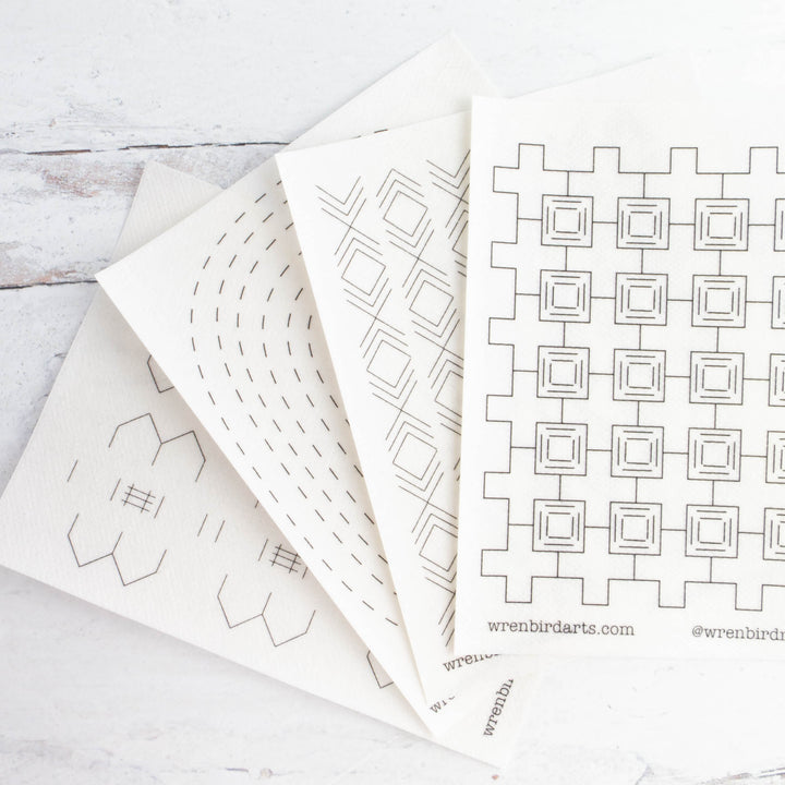 Stick & Stitch Sashiko Mending Patterns - Lavender Set