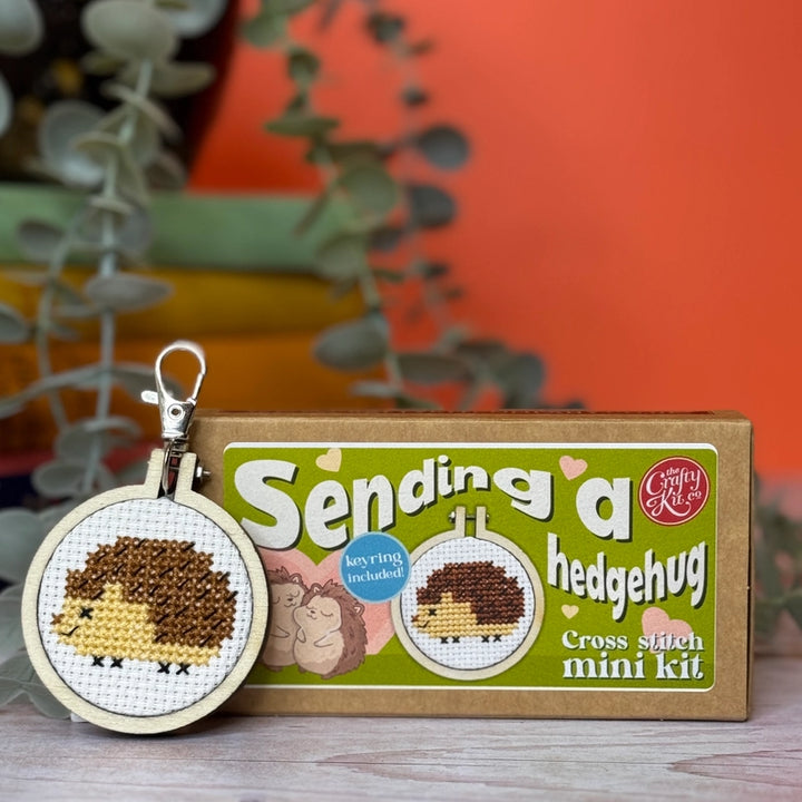Mini Matchbox Cross Stitch Kit - Sending a HedgeHug