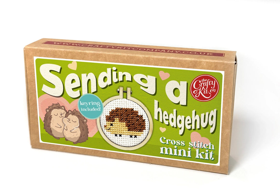 Mini Matchbox Cross Stitch Kit - Sending a HedgeHug