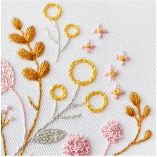 Yellow Pink Flowers Embroidery Kit
