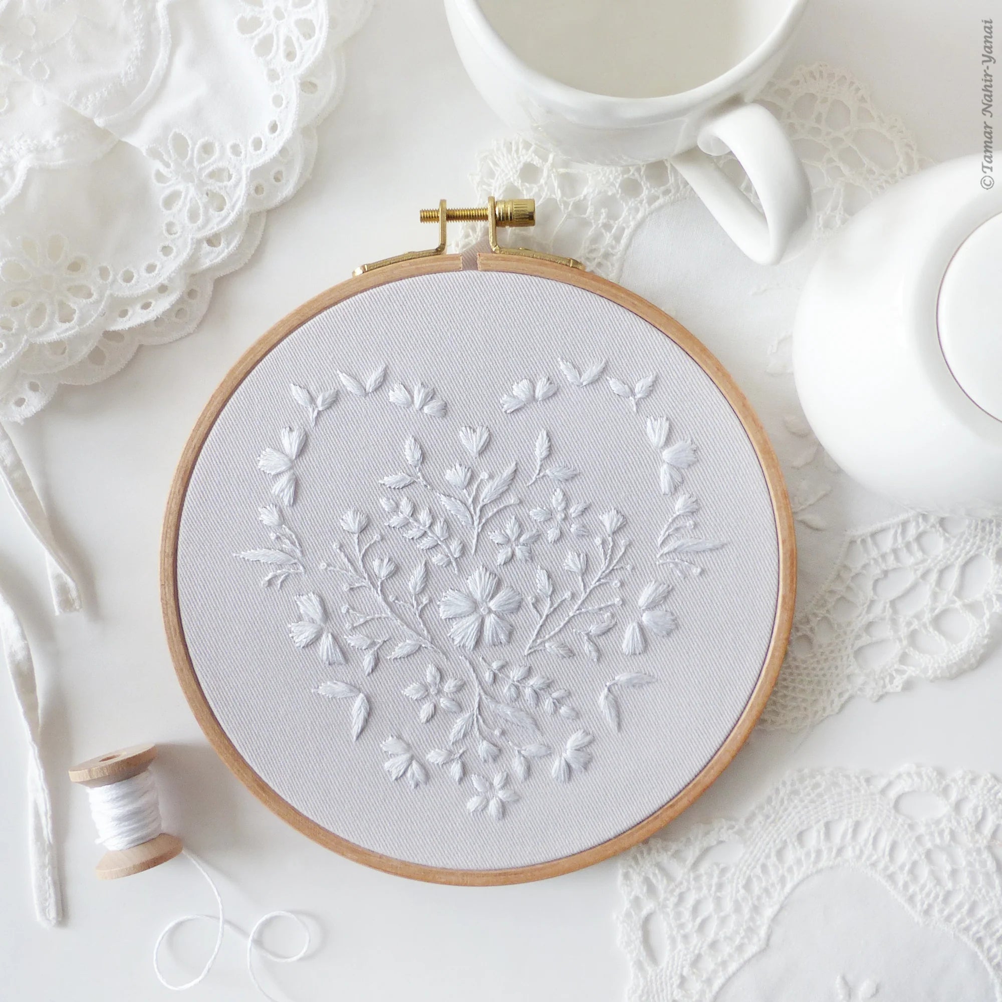 White Heart Embroidery Kit – Snuggly Monkey