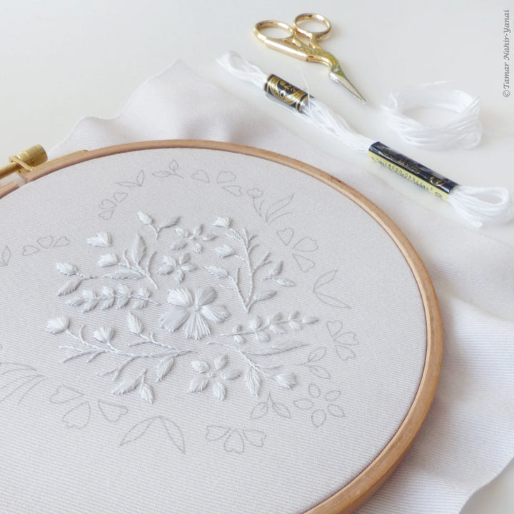 White Heart Embroidery Kit