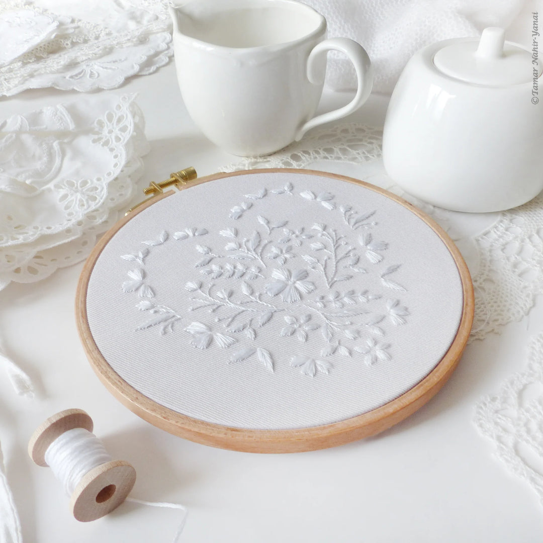 White Heart Embroidery Kit