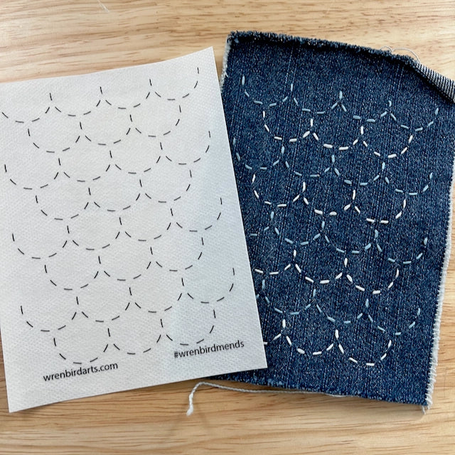 Stick & Stitch Sashiko Mending Patterns - Neon Green Nature
