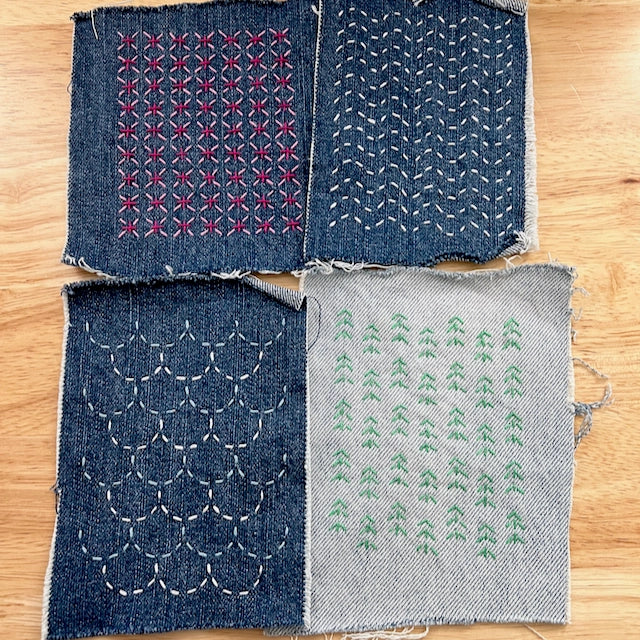Stick & Stitch Sashiko Mending Patterns - Neon Green Nature