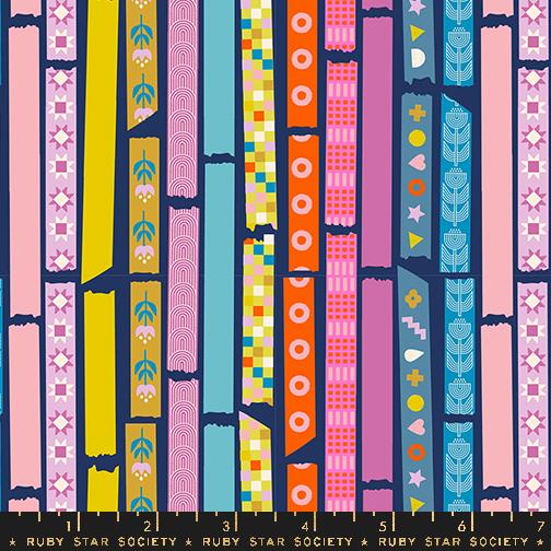 Ruby Star Society Washi Plus - Bright Washi Tape on Navy (RS1090 16)