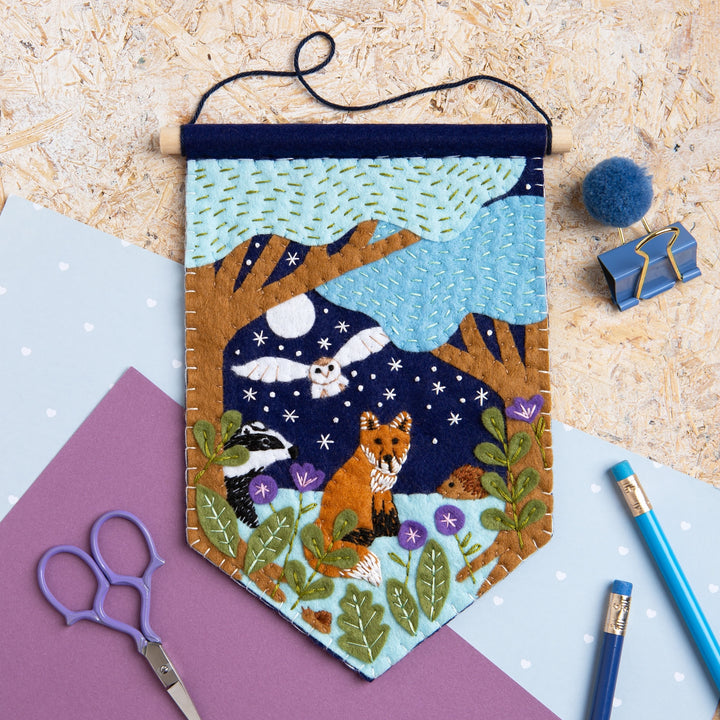 Woodland Pennant Wool Felt Embroidery Kit