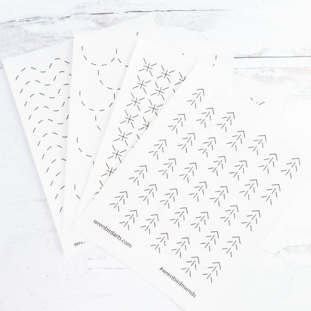 Stick & Stitch Sashiko Mending Patterns - Neon Green Nature