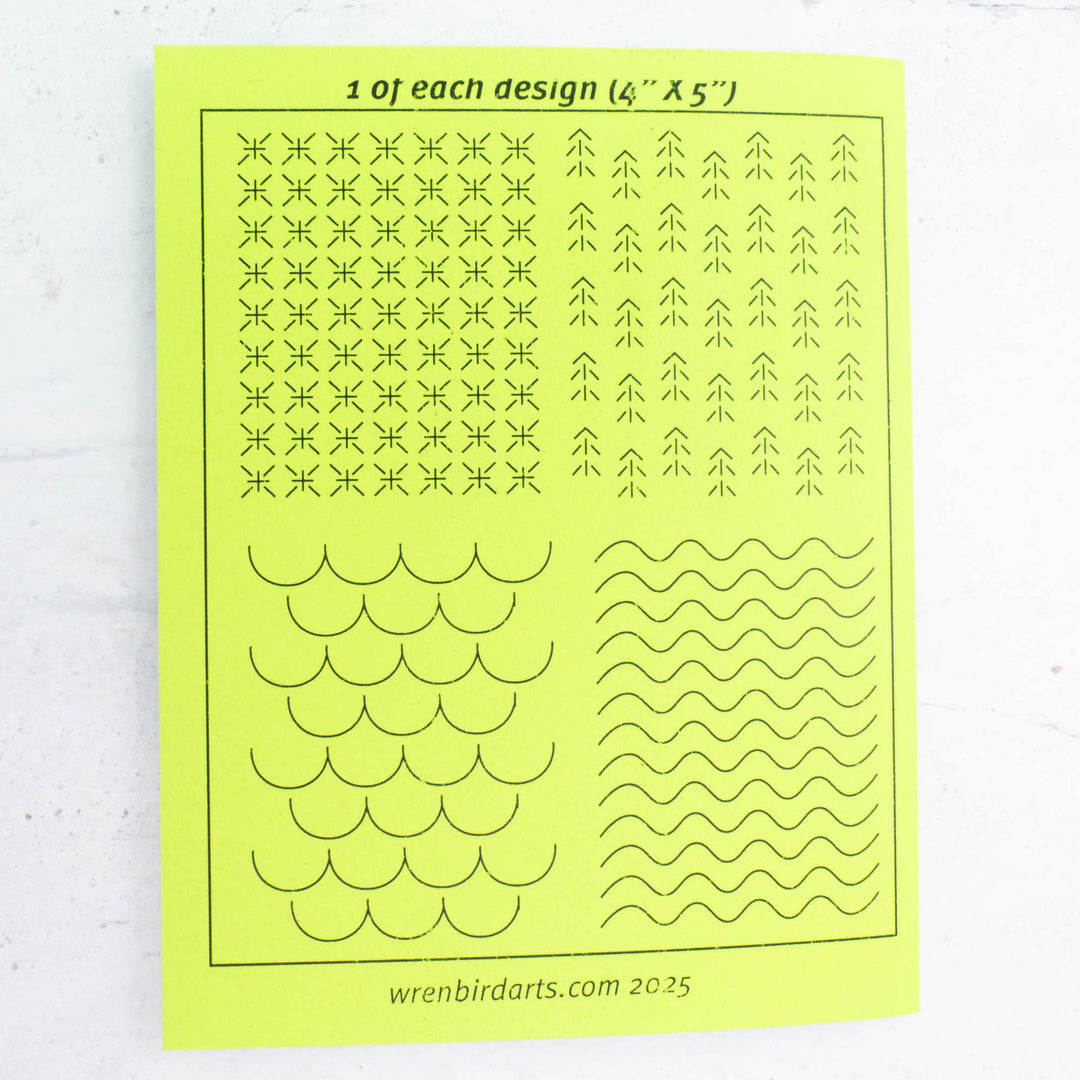Stick & Stitch Sashiko Mending Patterns - Neon Green Nature