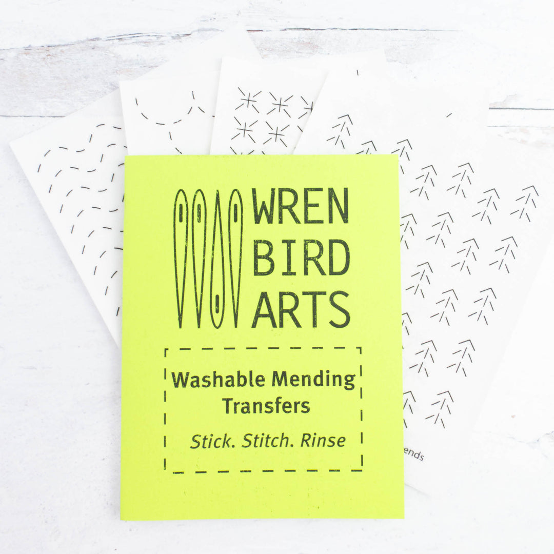 Stick & Stitch Sashiko Mending Patterns - Neon Green Nature
