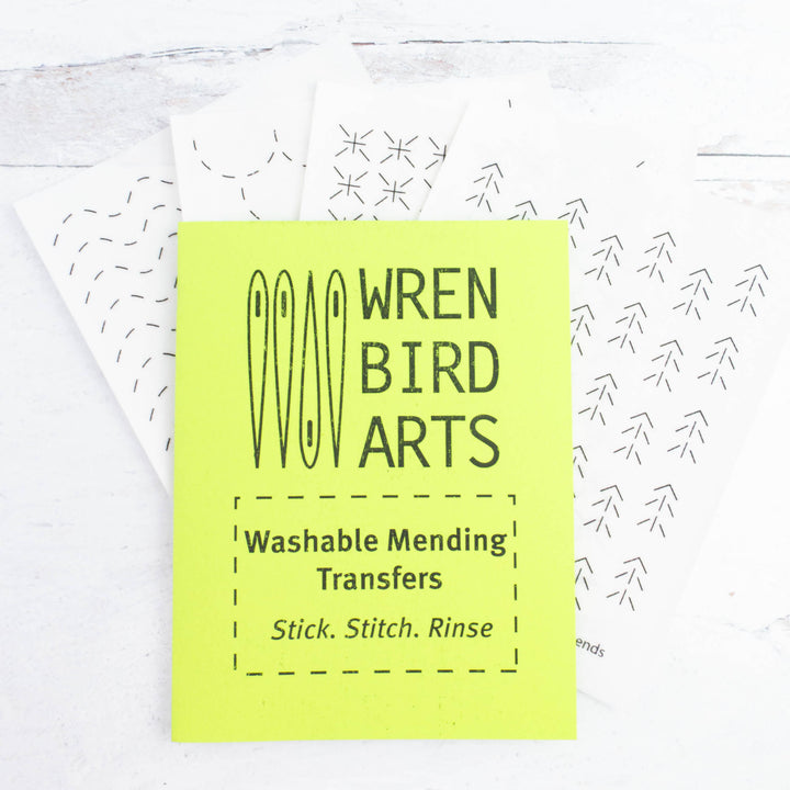 Stick & Stitch Sashiko Mending Patterns - Neon Green Nature