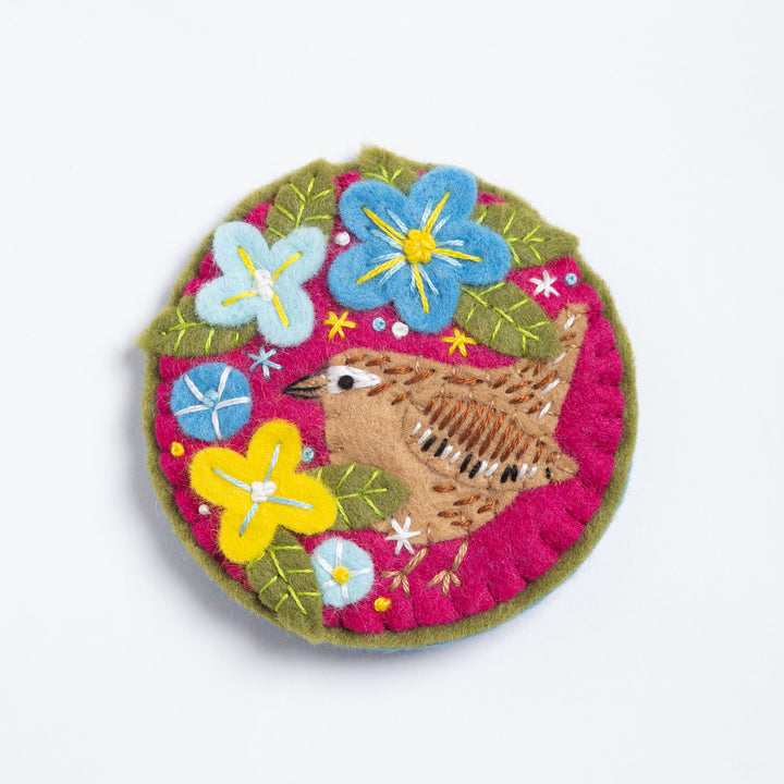 Wren Felt Embroidery Brooch Kit