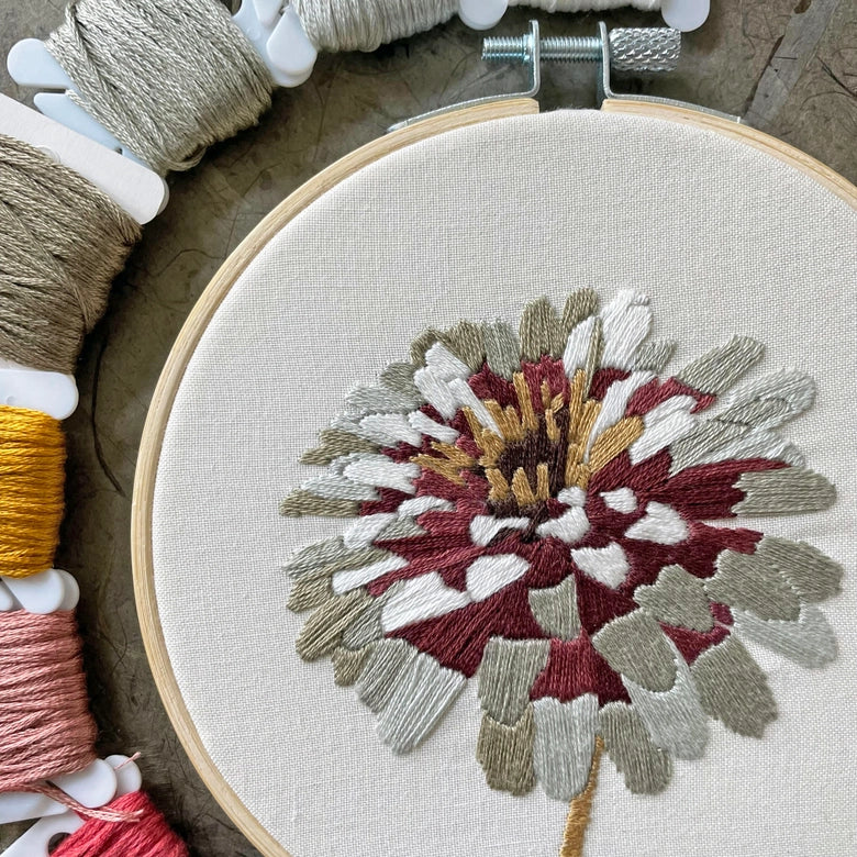 Zinnia No. 3 Hand Embroidery Kit