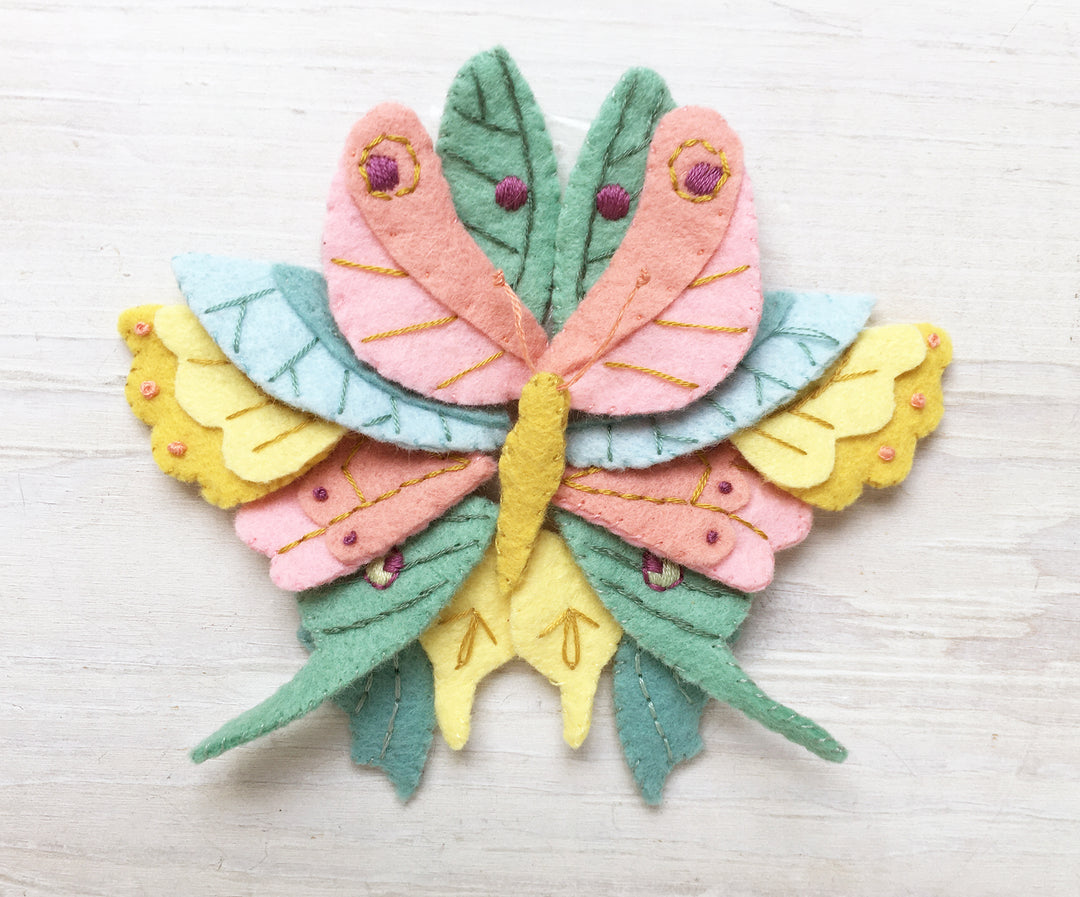 PDF Pattern - Butterflies Wool Felt Embroidery Pattern