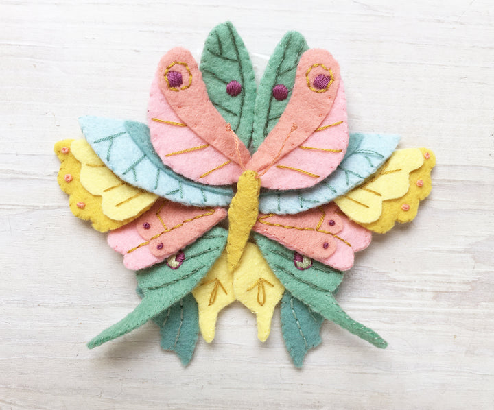 PDF Pattern - Butterflies Wool Felt Embroidery Pattern