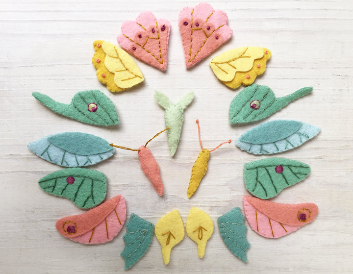 PDF Pattern - Butterflies Wool Felt Embroidery Pattern