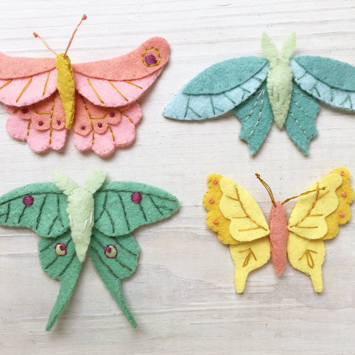 PDF Pattern - Butterflies Wool Felt Embroidery Pattern