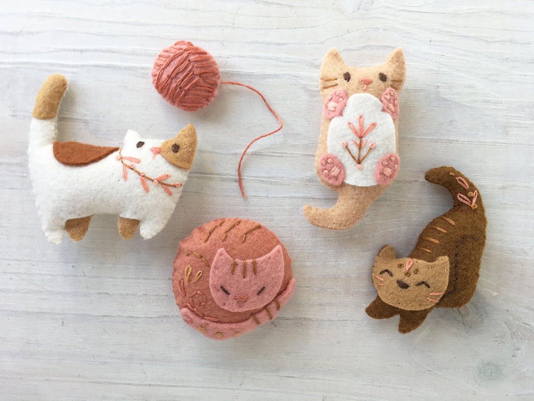 PDF Pattern - Kitties Wool Felt Embroidery Pattern