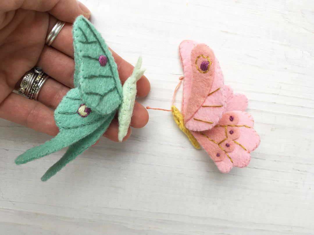 PDF Pattern - Butterflies Wool Felt Embroidery Pattern