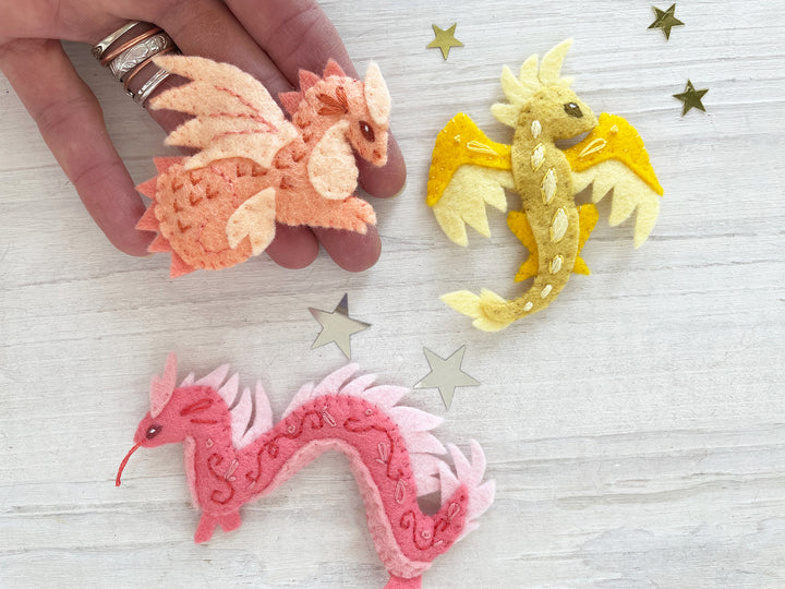 PDF Pattern - Dragons Wool Felt Embroidery Pattern