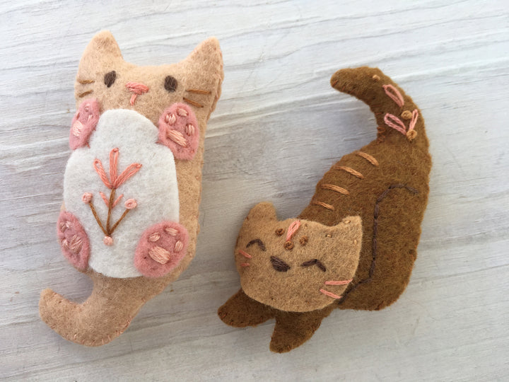 PDF Pattern - Kitties Wool Felt Embroidery Pattern