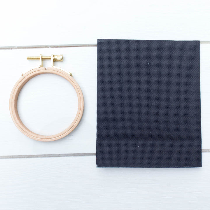 20 ct Aida Cross Stitch Fabric - Charcoal Fabric - Snuggly Monkey