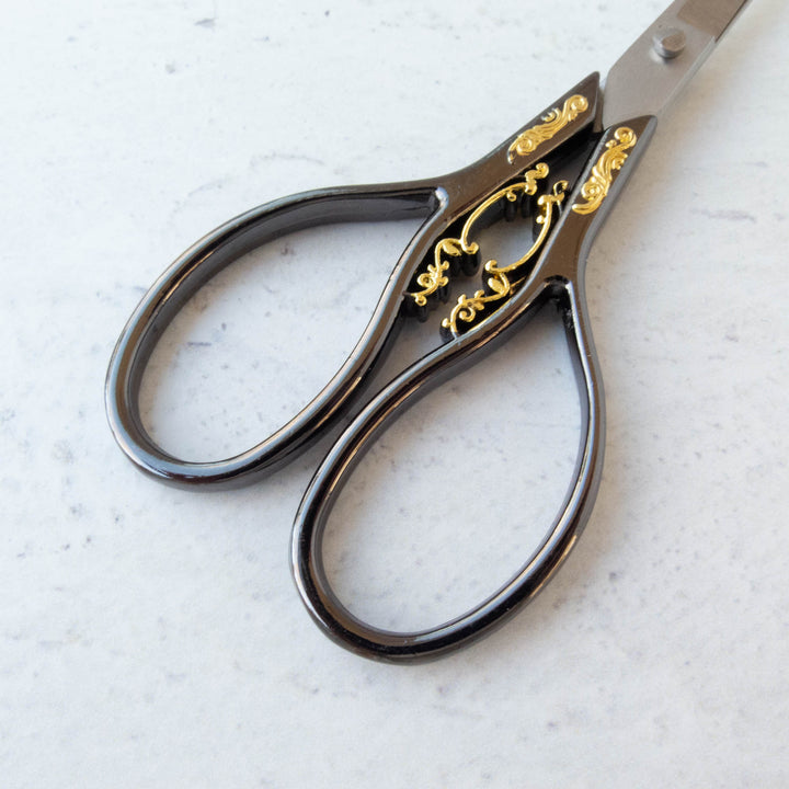 Gunmetal & Gold Teardrop Heirloom Embroidery Scissors