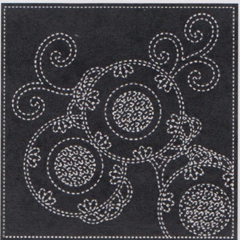 Bracken Fern Sashiko Embroidery Sampler (Navy) Sashiko - Snuggly Monkey