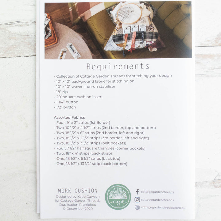 Work Cushion Sewing Pattern