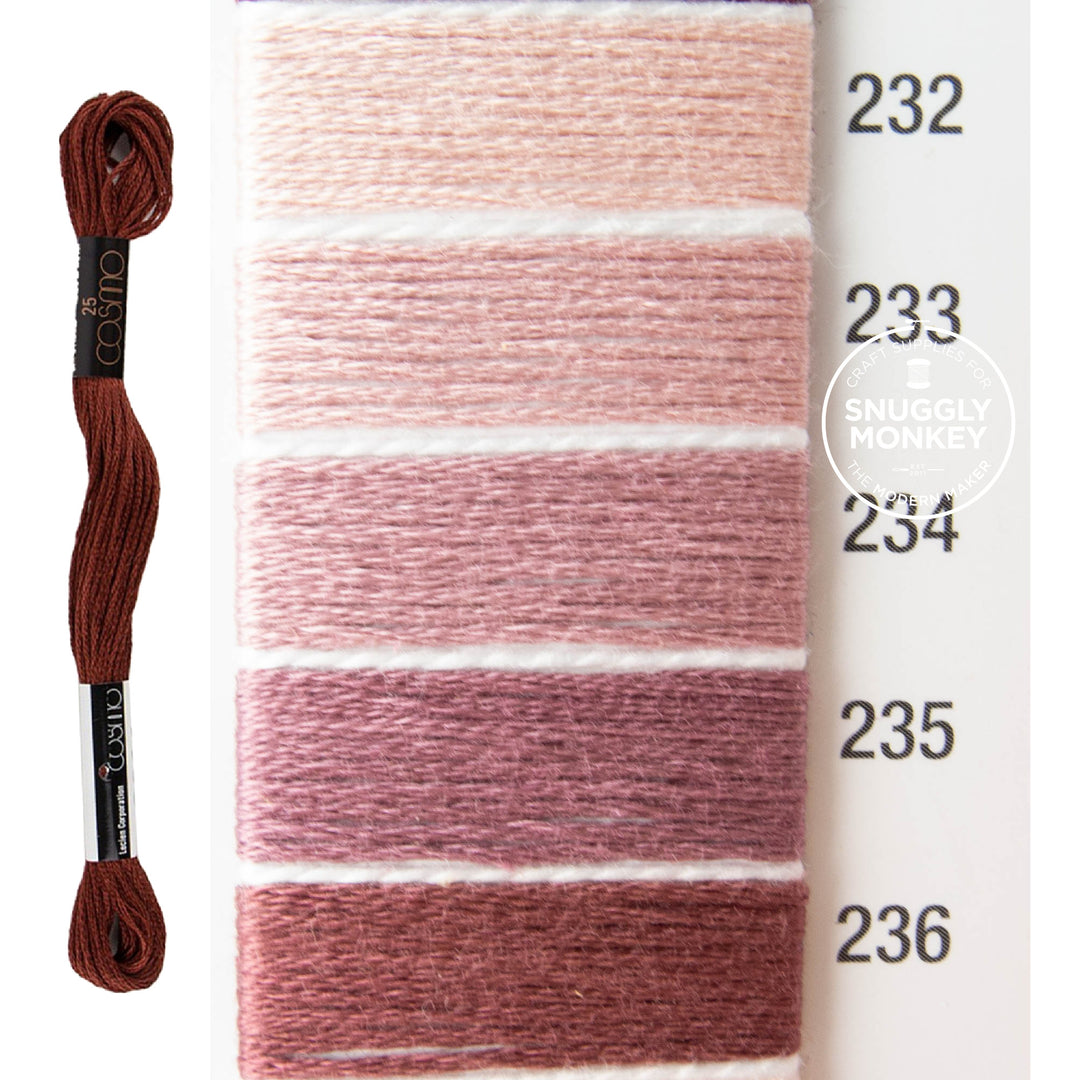 Cosmo Embroidery Floss - Mauve (No. 232-236)