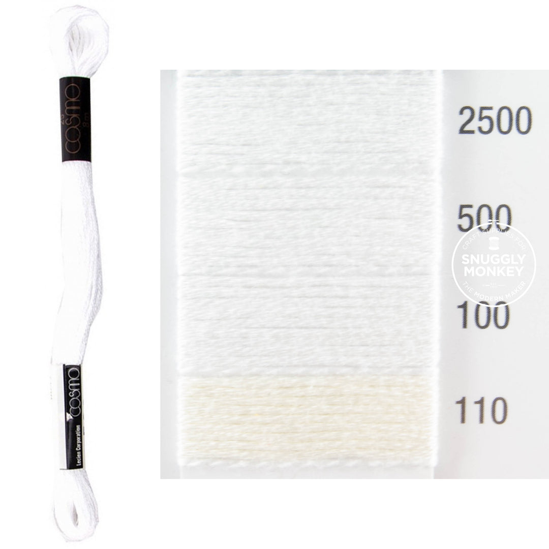 Cosmo Embroidery Floss - White (No. 2500-110)