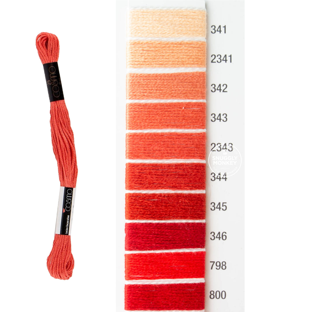 Cosmo Embroidery Floss - Red (No. 341-800)