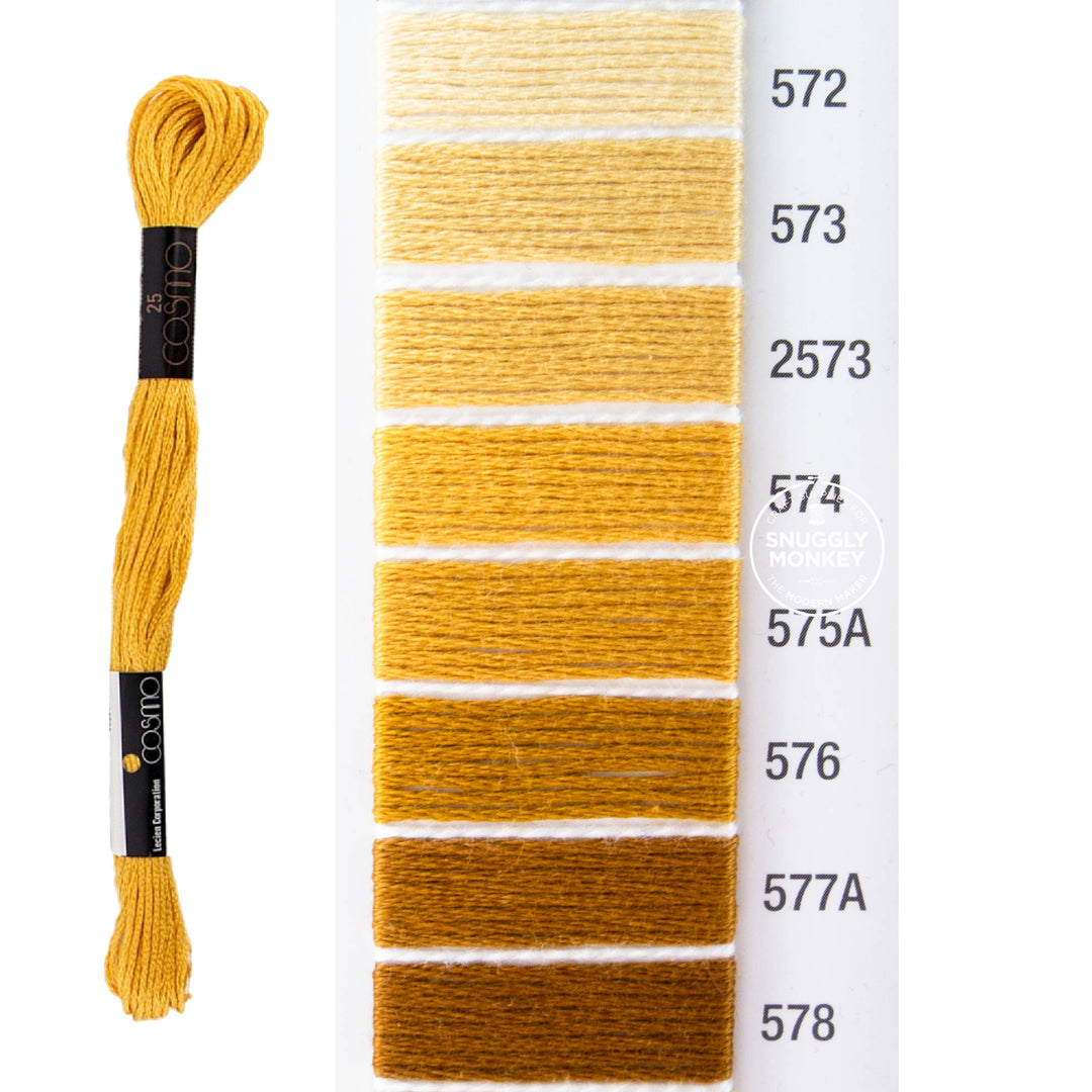 Cosmo Embroidery Floss - Gold (No. 572-578)