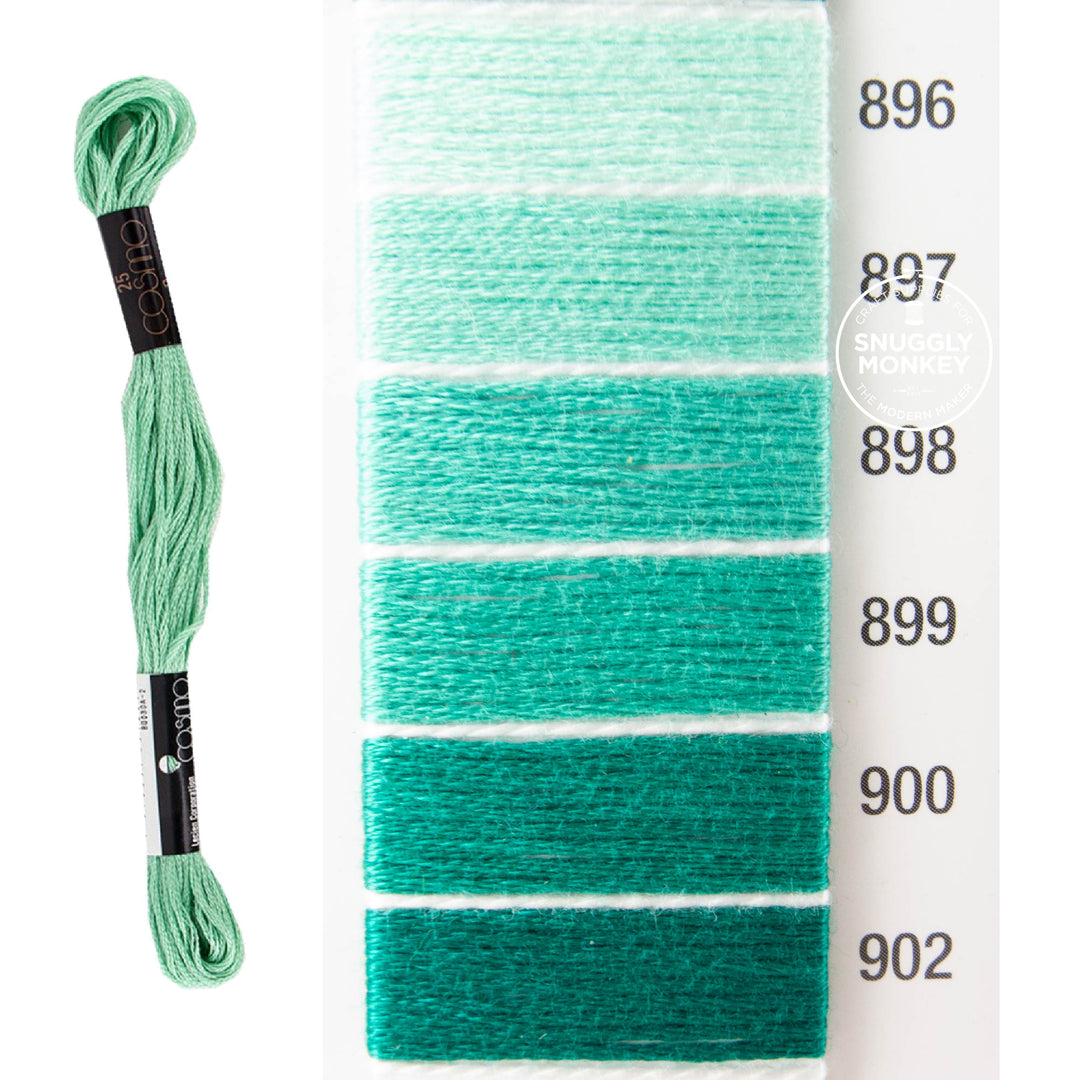 Cosmo Embroidery Floss - Cyan (No. 896-902)