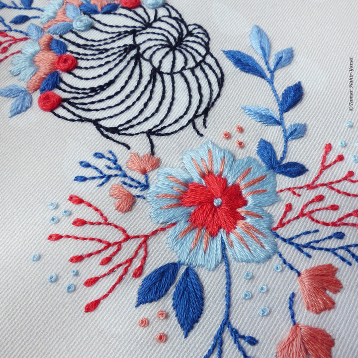 Modern Embroidery Kit : 6" Flower Crown Lady by Tamar Nahir Embroidery Kit - Snuggly Monkey