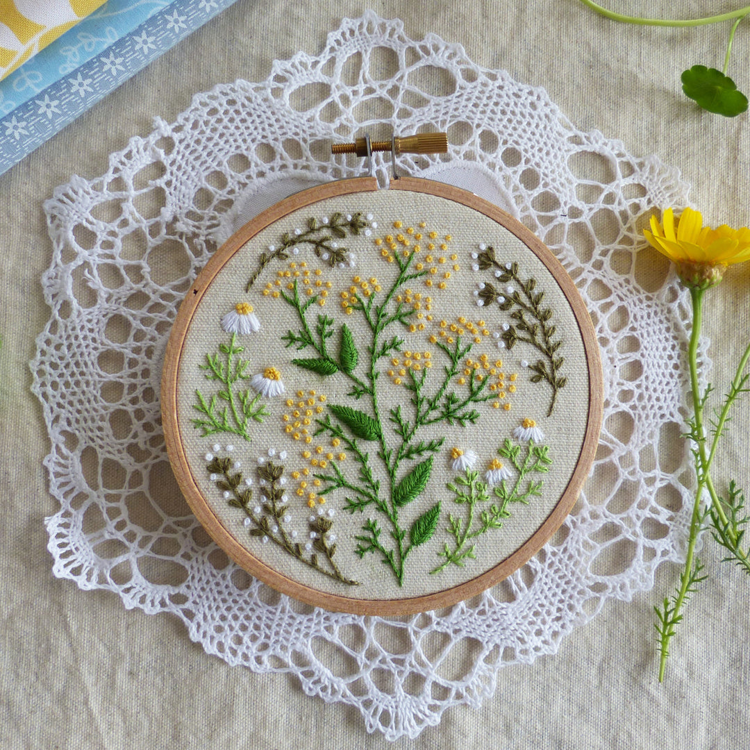 Modern Embroidery Kit : 4" Green Garden by Tamar Nahir Embroidery Kit - Snuggly Monkey