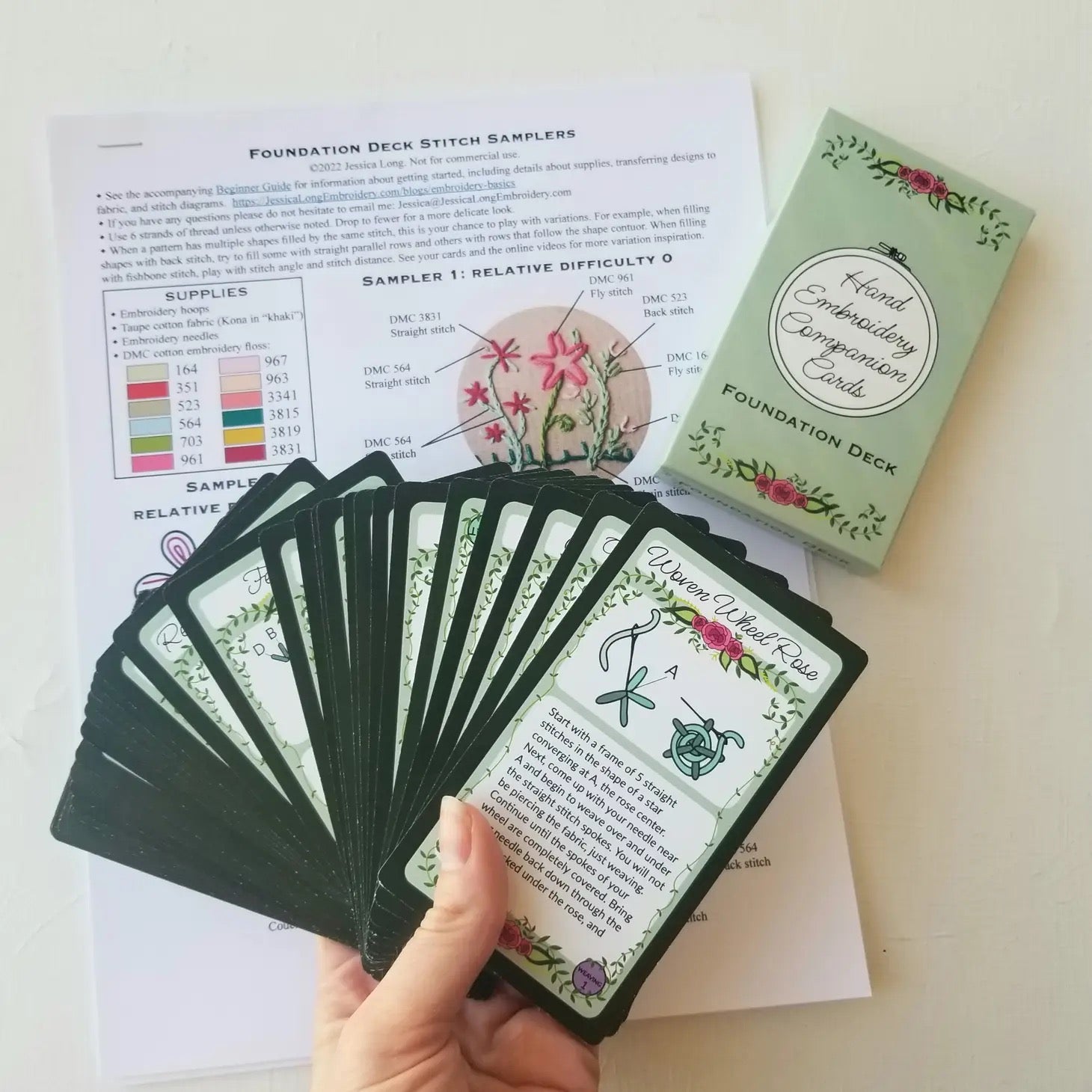 Hand Embroidery Companion Cards The Foundation Deck Snuggly Monkey