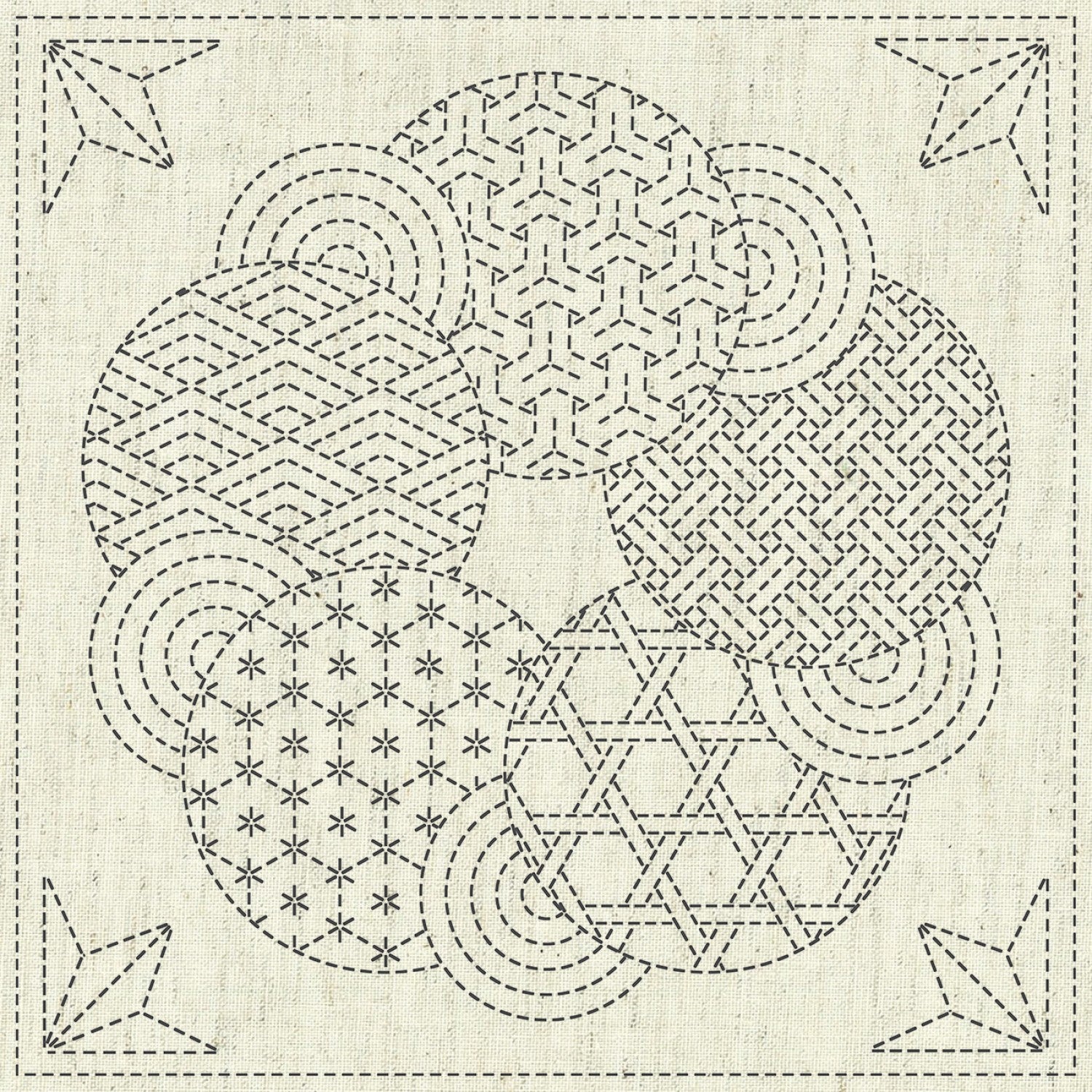 Kaza-Guruma 3 Sashiko Embroidery Sampler – Snuggly Monkey kaza-guruma-3-sashiko-embroidery-sampler-snuggly-monkey
