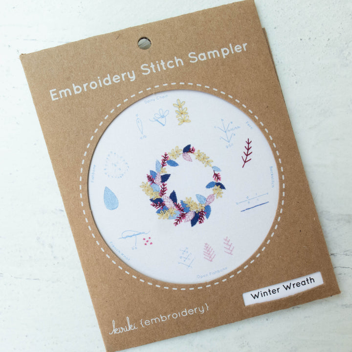 Winter Wreath Embroidery Stitch Sampler