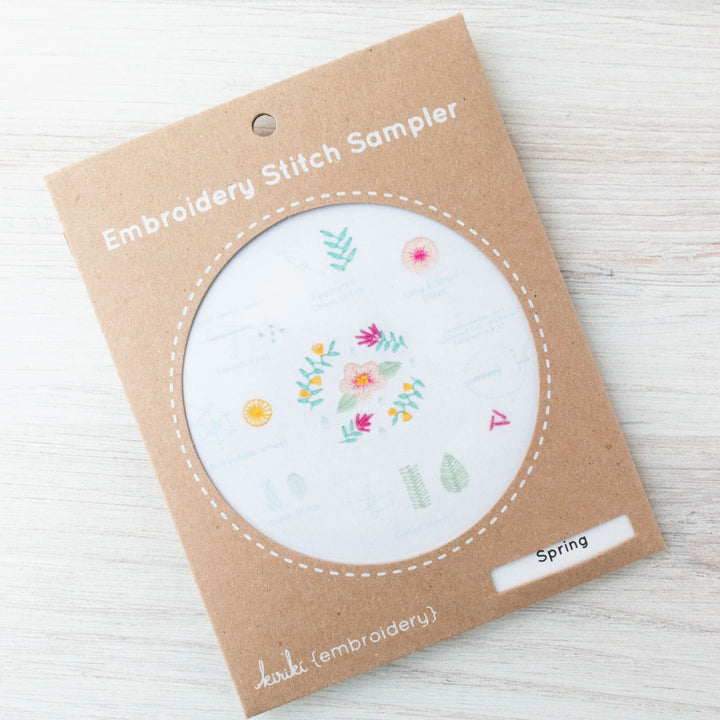 Kiriki Press Embroidery Stitch Sampler - Spring Embroidery Kit - Snuggly Monkey