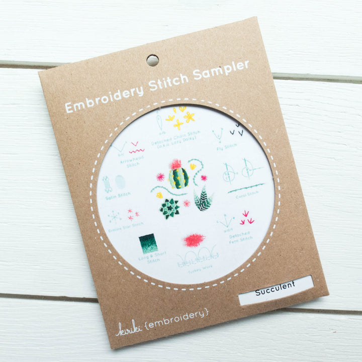 Kiriki Press Embroidery Stitch Sampler - Succulent Embroidery Kit - Snuggly Monkey