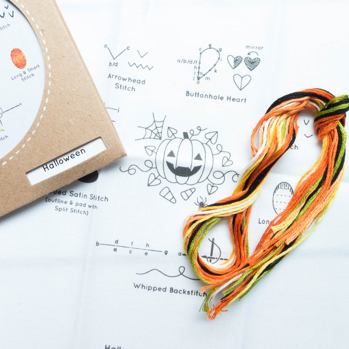 Kiriki Press Embroidery Stitch Sampler - Halloween Embroidery Kit - Snuggly Monkey