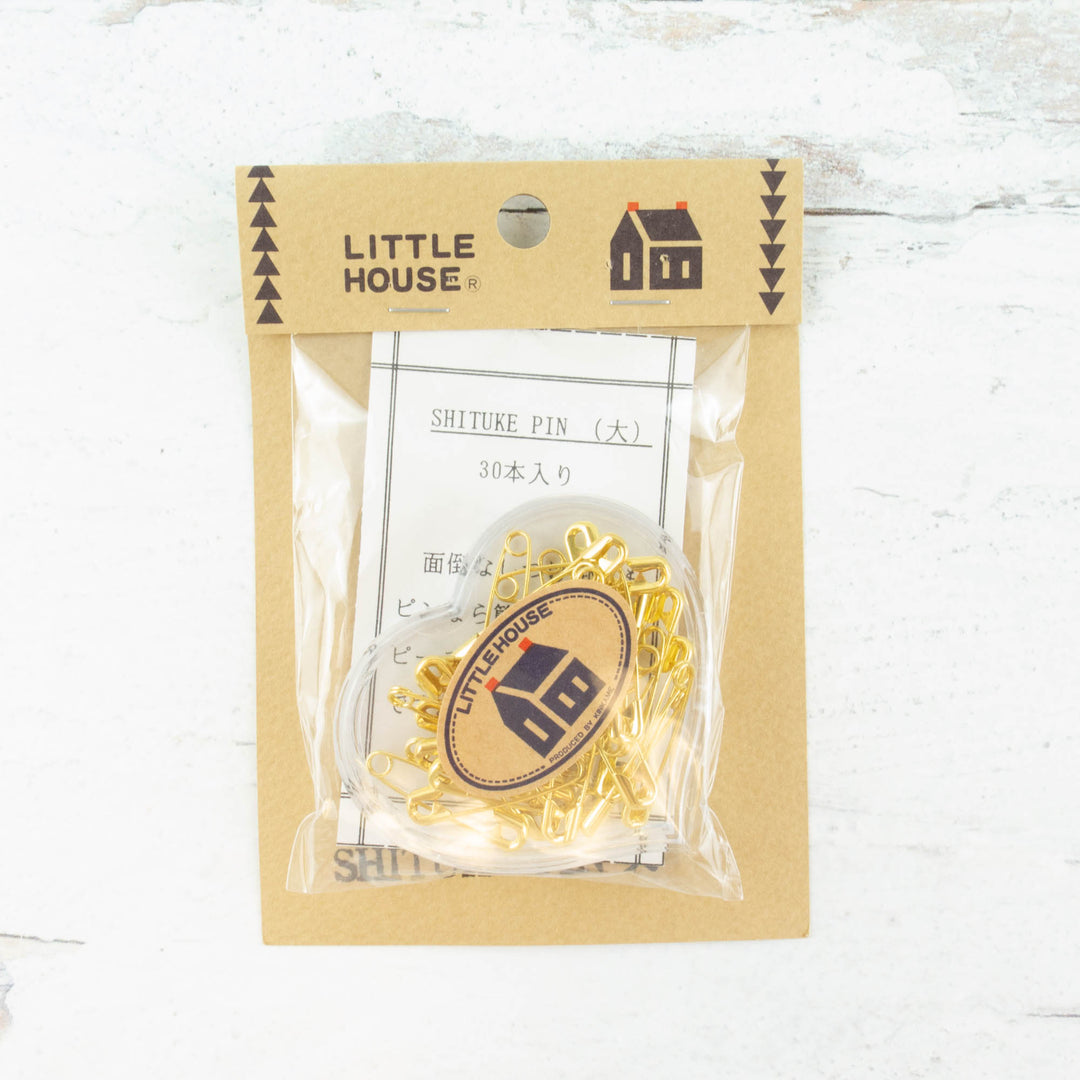 Little House Heart Golden Safety Pins