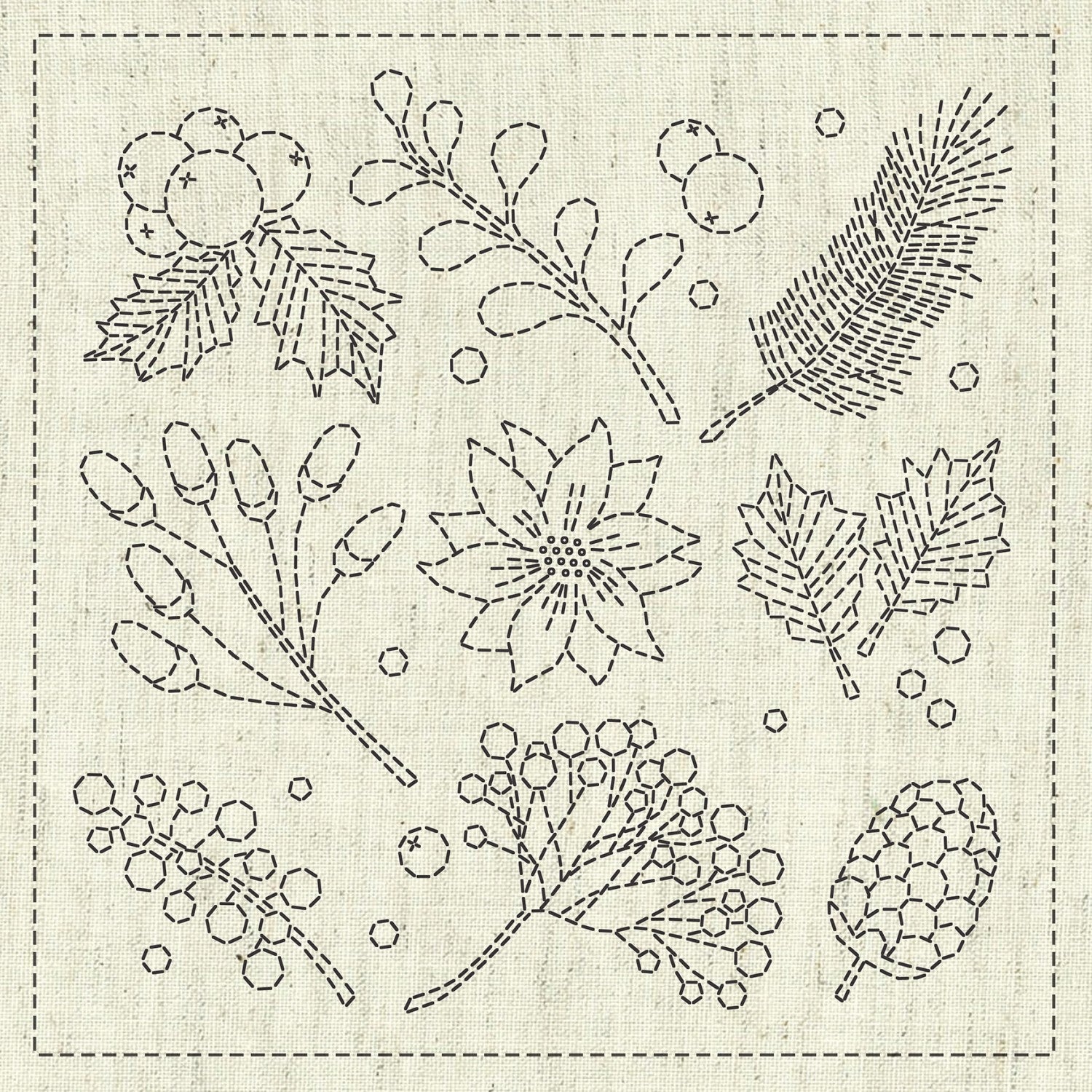Little Gathering Sashiko Embroidery Sampler – Snuggly Monkey little-gathering-sashiko-embroidery-sampler-snuggly-monkey